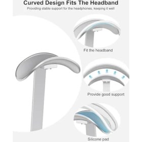 Resim Kulaklık Standı, Airpods Max Için Ağır Kulaklık Tutucu, Kulak Üstü Kulaklık Için Çalışma Masası Aksesuarı, Oyun Kulaklığı, Alüminyum, Abs ve Silikon, Gümüş Beyaz 
