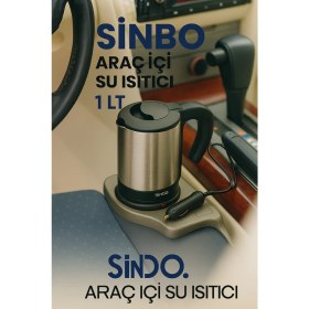 Resim Sinbo Araç Içi Paslanmaz Kettle 12 v Binek araç, Karavan ve Minibüsler için Uygun 
