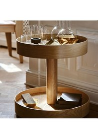 Resim Tekerlekli Yan Sehpa, Meşe Kaplama İskandinav Tasarım Meşe 