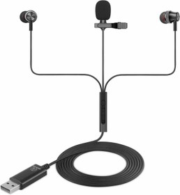 Resim okcsc Bilgisayar için Çok Yönlü Yaka Mikrofonlu USB 3.0 Kulaklık, Youtube Video Çekimi, Video Konferans, Vlogging, TIKTOK LIVE Siyah için Yaka Mikrofonlu A30 Kulak İçi USB Kulaklık 