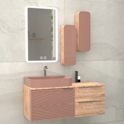 Resim NETDEKO Arron 100cm Banyo Dolabı-sütlü Kahve/dorado (boy Dolap Hariç ) 