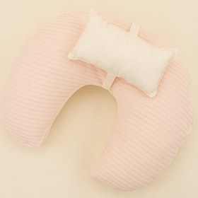 Resim Emzirme Yastığı - Çift Taraflı - Somon Örgü - Krem Muslin 