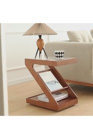 Resim ka tasarım Z Formlu Modern Tasarım Ahşap Sehpa Ve Gazetelik / Dergilik 