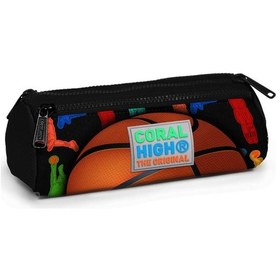 Resim Coral High Kids Siyah Basketbol Toplu Üç Bölmeli Kalem Çantası 22 