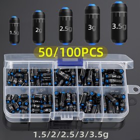 Resim Balıkçılık için uygun yüksek kaliteli siyah kurşun batırma seti - çeşitli ağırlıklar (1.5g-3.5g), tatlı ve tuzlu su balıkçılığı için mükemmel 