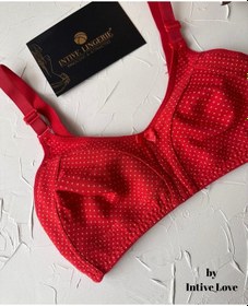 Resim Liza Puantiye Desenli Pamuklu Penye Kalın Askılı Toparlayıcı Bale Kırmızı 