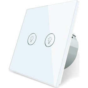 Resim Alpsmart AS872 EU Wifi Akıllı Dokunmatik Çiftli Duvar Lamba Açma Anahtarı Tuya Destekli 