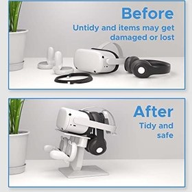 Resim Digicharge VR Headset Standı PS VR 2 PSVR2 Sony Playstation VR2/ Meta Quest 2 / Quest 1 / Rift S/Valve Index/HP Reverb G2 / PICO 4 / VR Display Mount Station için Kulaklık ve Dokunmatik Kumanda için 