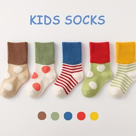 Resim Kızların Renkli Polka Dots ve Çizgili Bilek Yüksek Çorapları - Rahat, Esnek ve Çok Yönlü Günlük Giyim için - Makinede Yıkanabilir, Sevimli Çoraplar 