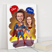 Resim Karikatürlü Her Konuda Kahraman Çiftler Kanvas Tablo 