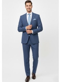 Resim Presto Erkek Yelekli Slim Battal Takım Elbise 6 Drop Lacivert 792-250 Lacivert 