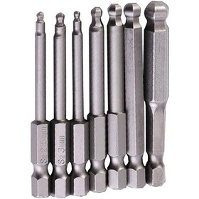 Resim Kosona 7 Adet S2 Malzeme Manyetik Top Uçlu Elektrikli Tornavida Bitseti 2mm-8mm 65mm Uzunluk 
