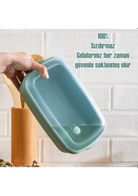 Resim Porsima 5315 Kilitli Sızdırmaz Kapaklı Hava Tahliye Contalı Çok Amaçlı 3lü Dikdörtgen Erzak Yiyecek Saklama Kabı Seti Yeşil - 1000-1700-2800ml Yeşil 