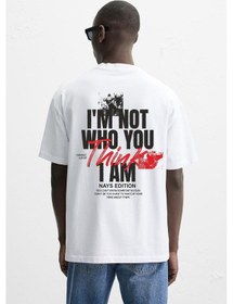 Resim Brz Collectıon Brz Collection Unisex Oversize I'm Not Who You Think I Am T-shirt Beyaz 