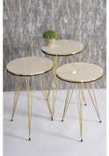 Resim Zigon Sehpa Çift Gold Krem Tel (503066317) 