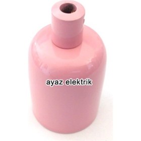 Resim Dekoratif Metal Pembe Lale E27 Duy ve Demir Kablo Kilitli 