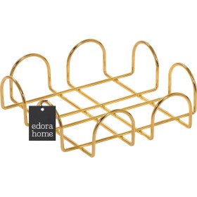 Resim Altın Kare 18 cm Peçetelik, Kafe, Restoran, Otel, Mutfak Sofra Büyük Boy Peçete - Metal Paslanmaz 