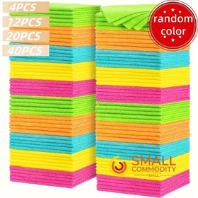 Resim 40 adet/20 adet/12 adet mikrofiber temizlik bezi, ev işleri ve mutfak için 5 renk karışık (yeşil/mavi/sarı/turuncu/pembe), yeniden kullanılabilir, rastgele renk seçimi 