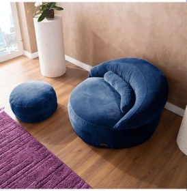 Resim Argimo Elissa Yıkanabilir Tek Kişilik Berjer Puf Mavi 