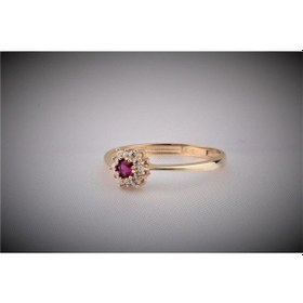 Resim Ruby (Lal Taşı) Gül Evlilik Teklifi Yüzüğü Hediye 14 Ayar Kadın A 