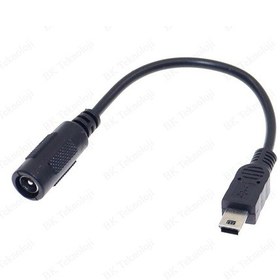 Resim Dc Barrel Jack 5.5 2.1Mm To Mini Usb 5 Pin Çevirici Power Kablosu 