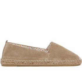 Resim Women's Beige Suede Leather Espadrille 