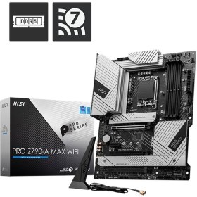 Resim MSI MB PRO Z790-A MAX WIFI SOKET 1700 DDR5 7800MHZOC PCI-E Gen5 4XM.2 USB3.2 DP HDMI 1x2.5G LAN WI-FI 6E ATX 