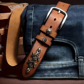 Resim El Yapımı Üst Kalite Deri Kemer Erkek ve Kadınlar İçin, Trend Gençlik Tokalı Günlük Retro Kemer Kot Pantolonlar İçin, Unisex 