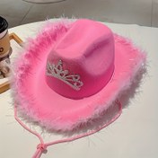 Resim Kadınlar için Kowboy Şapkası, Taç Taşlı Süsleme, Moda Keçe, Geniş Kenar, Yapay Gümüş İp Tasarımı, Bağcıklı Kapanış, Polyester Malzeme, Gelin, Düğün Partisi, Tatil için 