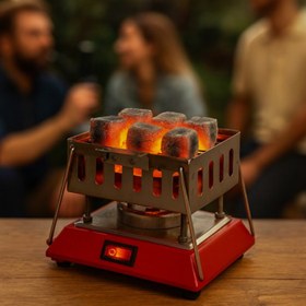 Resim Kare Krom Elektrikli Nargile Köz Ocağı 