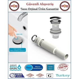 Resim Pop-Up Bas Aç Körüklü Lavabo Sifonu - Aç Kapa Sifon 