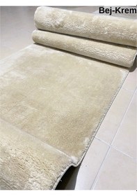 Resim KREM Kaymaz Taban Peluş Post Yolluk Koridor Antre Mutfak Yatak Odası Kesme Halı 