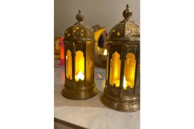 Resim Özbience 2'li Ramazan Feneri Seti, Tealight LED Hediyeli, Modern Ev ve Ofis Dekoru 