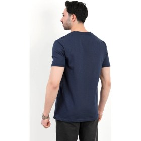 Resim Erkek Bisiklet Yaka Basic %100 Pamuklu T-Shirt Lacivert - 25Y 2735 