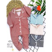 Resim DENİZCİK 3-4-5-6 Yaş Düğme Kapamalı Boydan Çizgi Desenli 2li Kız Erkek Çocuk Pijama Takımı 
