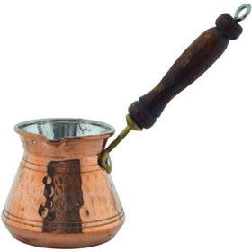 Resim Ludıa İşlemeli Ahşap Saplı El Yapımı Eskitme Bakır Cezve M1 