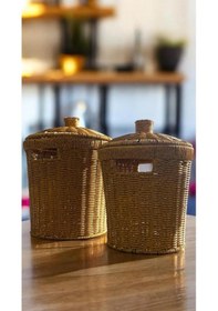 Resim Wicker 2'li Hasır Kapaklı Patates Soğan Sepet Set 2 Boy Sunum Seb 
