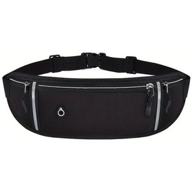 Resim Turcoshop11 Siyah Unisex Ayarlanabilir Bel Çantası Koşu Spor Aksesuarı Telefon Cebi Siyah 
