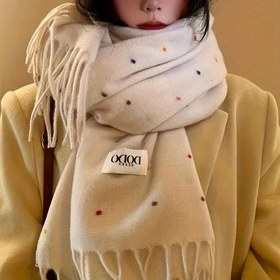 Resim Kadın Modası Eşarp, Polyester Geometrik Puantiyeli, Elastik Örgü Şal, Sıcak Kış Aksesuarı, Elde Yıkama veya Kuru Temizleme, Günlük Akşam Randevusu, Dekoratif, Rüzgar Geçirmez, Bej Beyaz 