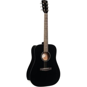 Resim Cort EARTH60BK Akustik Gitar | Siyah - Masif Ladin Kapak 