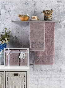 Resim Annem Livya Ve Çeyizlik Trend Cotton 2'li El,banyo Havlu Set 50x90 1adet,70x140 1adet Kutulu Gülkurusu 