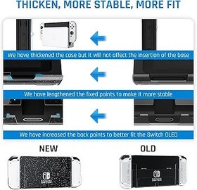Resim Yükseltilmiş - Nintendo Switch OLED Model 2021 ile Uyumlu FANPL Simli Kılıf, Switch OLED, Yanıp Sönen Sert PC Konsol Kabuk ve Parlak Yumuşak TPU Ergonomik Joycon Kılıf 