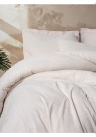 Resim Cotton Box Cotton Keten Çift Kişilik Nevresim Takımı Basic Bej Bej 