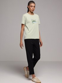 Resim Regular Fit Düşük Bel Düz Paça Kadın Siyah Pantolon Colin's