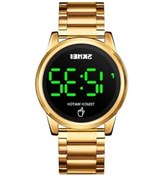 Resim Bosphorusboutique02 Skmeı 1684 Çok Yönlü Spor Çelik Kemer Erkek Elektronik Saat, Altın Renk, 30m Su Dayanıklı, Zeit, Tarih, Led Aydınlatma Çok Renkli 