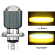 Resim Wangxi 1 Adet 12000lm H4 Ba20d 15w Led Motosiklet Far Ampulü Sarı Beyaz Sarı Işık Csp Lens Hı Lo Sis Lambası 