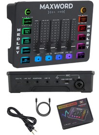 Resim Maxword MEDLEY Gaming Canlı Yayın Stüdyo Kayıt RGB Ses Kartı DJ Mixer (Telefon PC Uyumlu) 