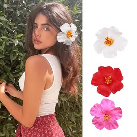 Resim 1/2 adet Bahar Atmosferi, Deniz Tatili Stili Simülasyonu, Hibisküs Çiçekleri, Saç Tokaları, Aksesuarlar, Baş Çiçekleri, Kadınlar için Baş Giyimleri 