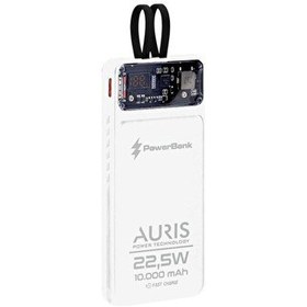 Resim Auris DX159 - 10000 mAh 22.5W Type-C Ve Lightning Kablolu Hızlı Şarj Özellikli Taşınabilir Şarj Aleti-Beyaz 