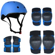 Resim Ranyeek Spor Koruyucu Set: Dizlik, Dirseklik, Bileklik Ve Kask Mavi S Beden 